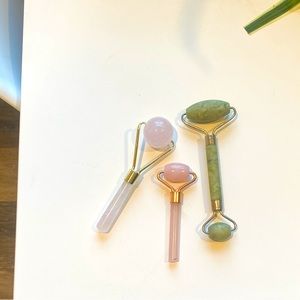 Jade & Rose Quartz Face Roller Bundle, Skincare / Massage Tools for Self Care